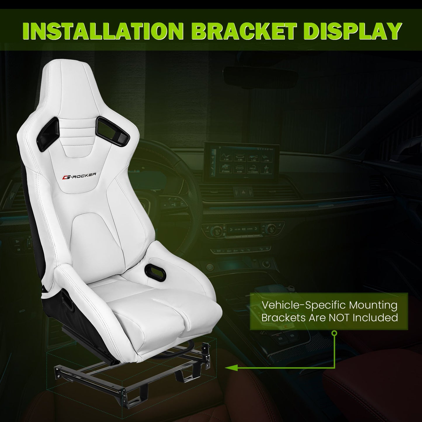 Universal Reclinable Bucket Racing Seat Dual Slider PU Carbon Leather