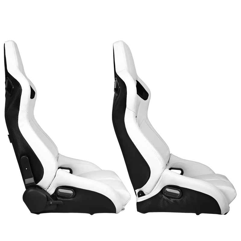 Universal Reclinable Bucket Racing Seat Dual Slider PU Carbon Leather