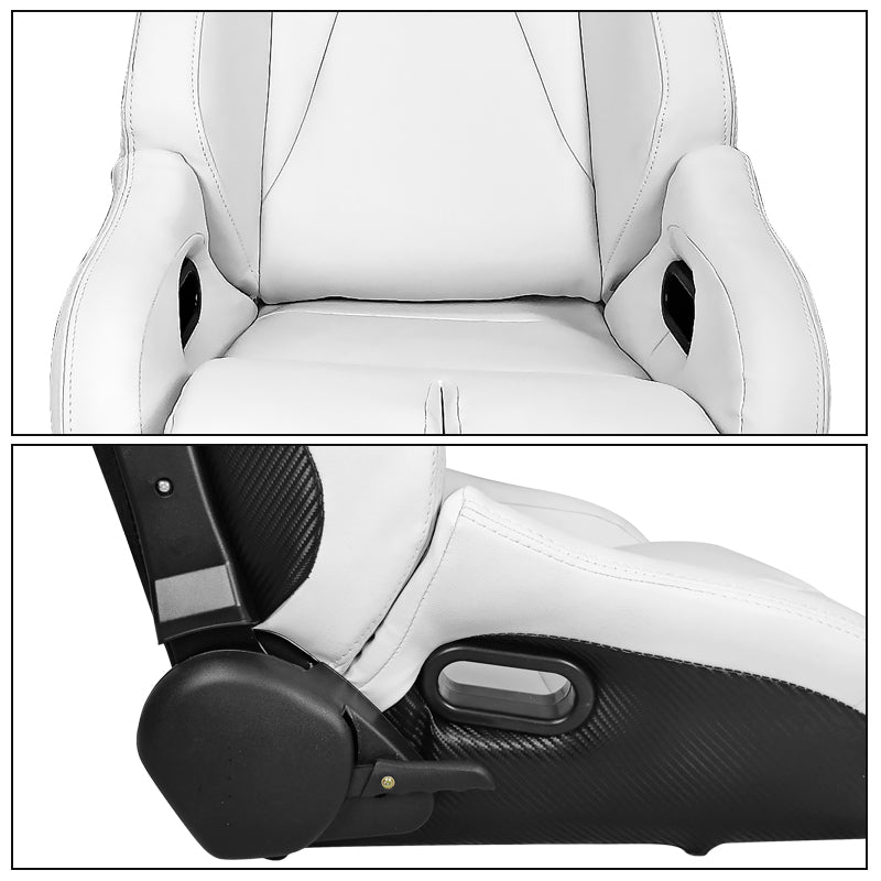 Universal Reclinable Bucket Racing Seat Dual Slider PU Carbon Leather