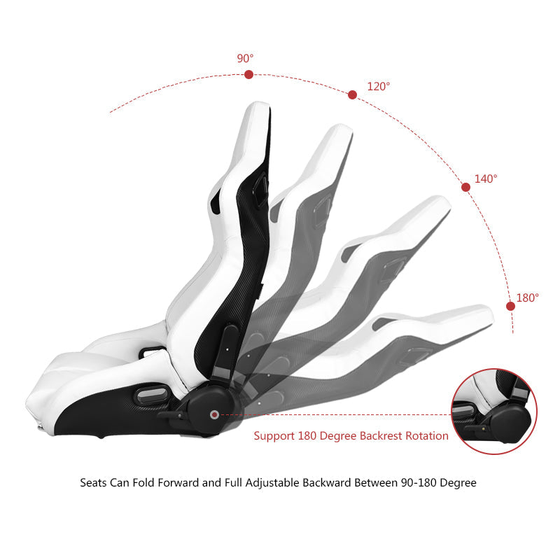 Universal Reclinable Bucket Racing Seat Dual Slider PU Carbon Leather