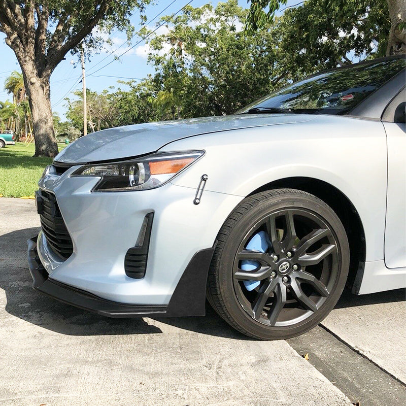 2014-2016 Scion TC Unpainted Black Front Bumper Lip Front Winglets PU