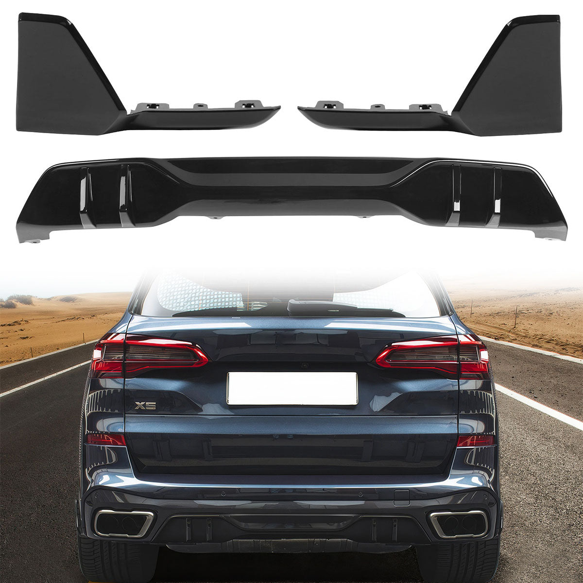 2019-2023 BMW G05 X5 M Sport Black Rear Aprons Rear Diffuser ABS 2PCS