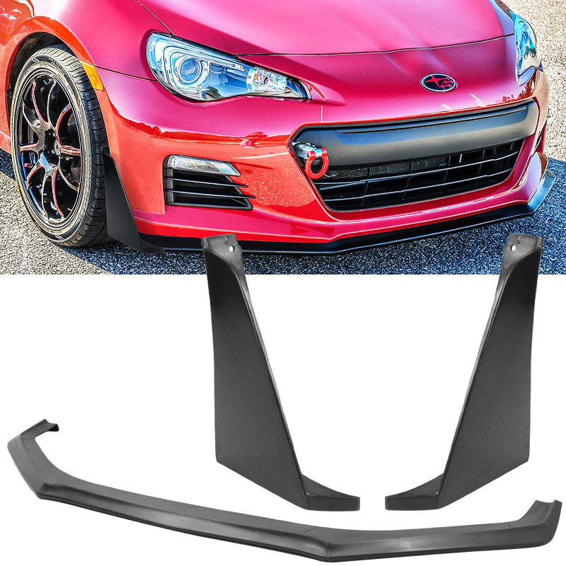 2013-2016 Subaru BRZ Black Front Bumper Lip Splitters Winglets 2PCS PU
