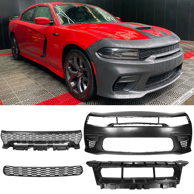 2015-2023 Dodge Charger Front Bumper & Grille Sedan Widebody Black PP