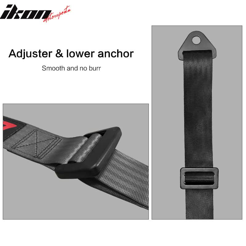 Universal Black Racing Seat 2PC Dual Slider Belt PU Carbon Leather