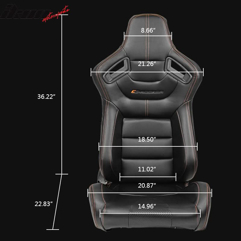 Universal Black Racing Seat Dual Slider Red Belt PU Carbon Leather