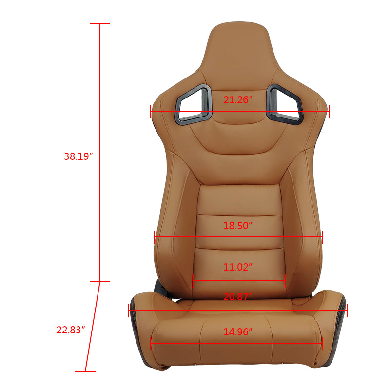 Universal Brown Racing Seat with Dual Slider 5 Point Cam-lock Belt PU