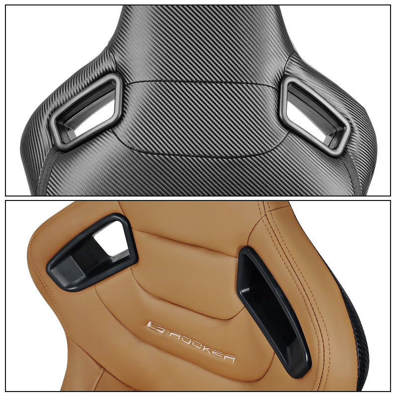 Universal Brown Racing Seat with Dual Slider 5 Point Cam-lock Belt PU