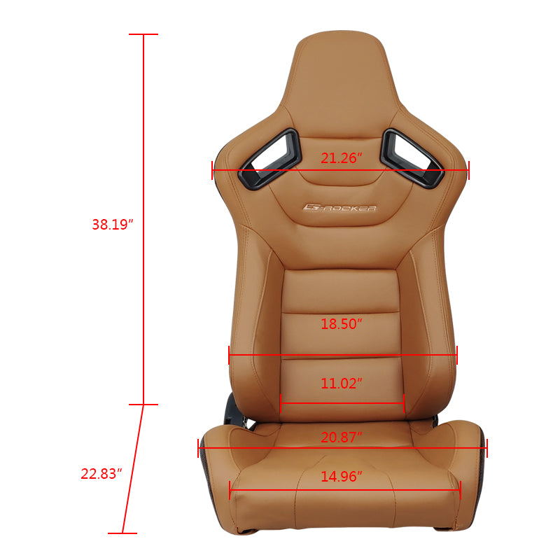 Universal Brown Racing Seat with Dual Slider 5 Point Cam-lock Belt PU