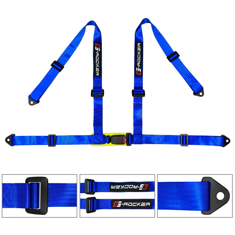 Universa Blue Bezell Racing Seat Dual Slider Buckle Belt PU Carbon