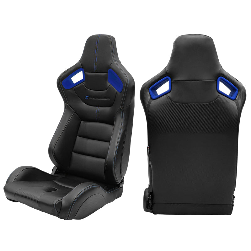 Universa Blue Bezell Racing Seat Dual Slider Buckle Belt PU Carbon