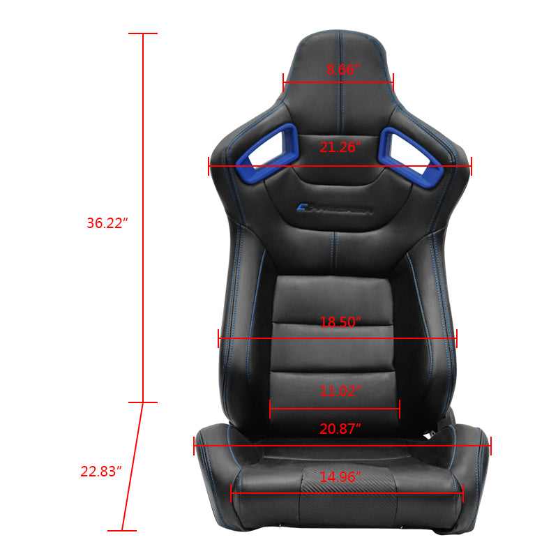 Universa Blue Bezell Racing Seat Dual Slider Buckle Belt PU Carbon