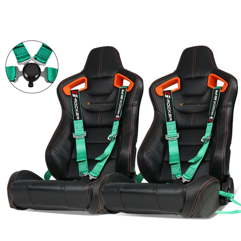 Universal O. Bezel Racing Seat Dual Slider Cam-lock Belt PU Carbon