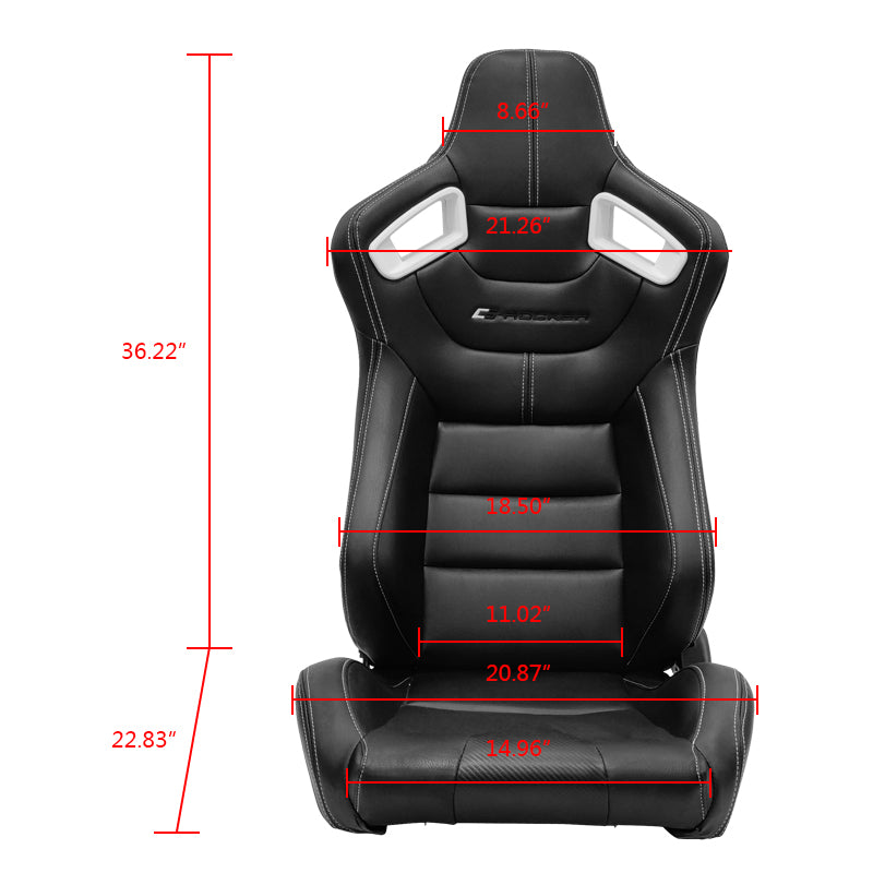 Universal White Bezel Racing Seat Dual Slider Buckle Belt PU Carbon
