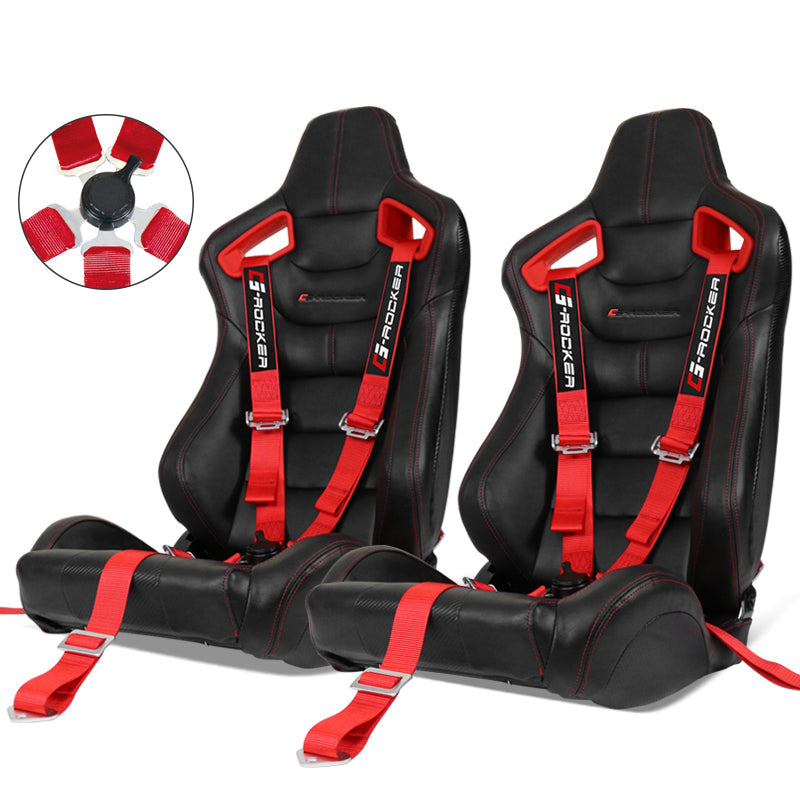 Universal Racing Seat Dual Slider 5 Point Cam-lock Belt PU Carbon