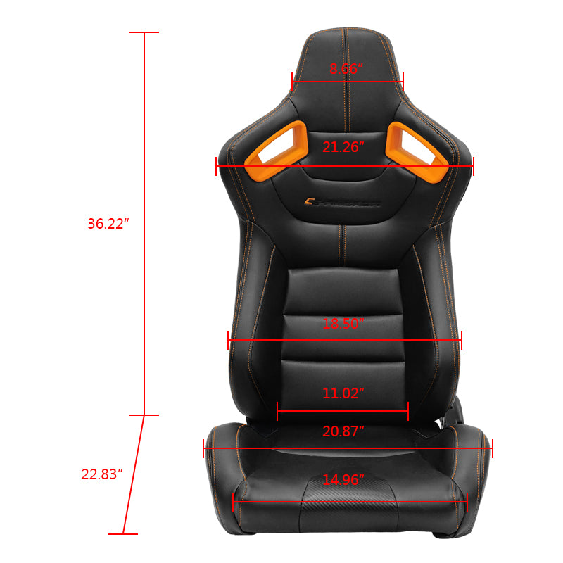 Universal Orange Bezel Racing Seat Cam-lock Belt Dual Slider PU Carbon