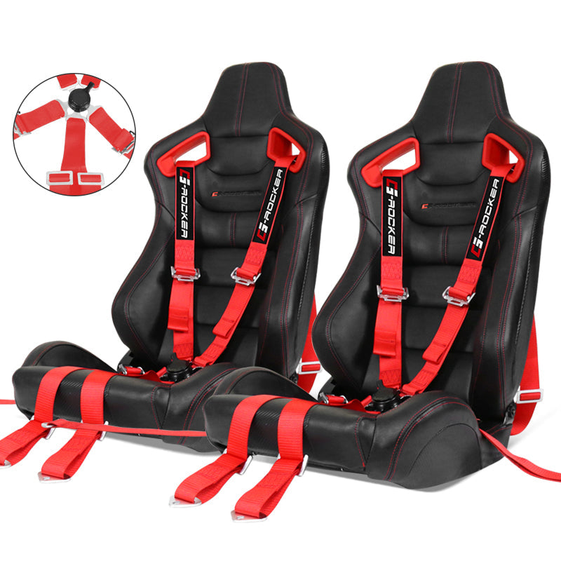Universal Racing Seat Dual Slider 6 Point Cam-lock Belt PU Carbon