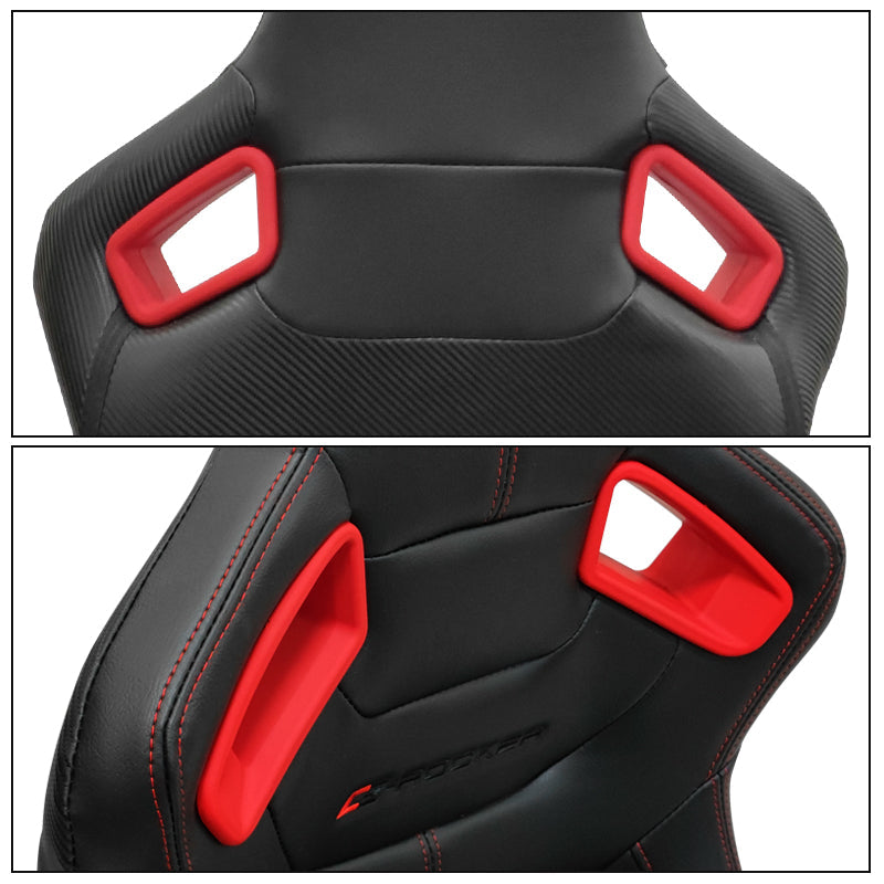 Universal Racing Seat Dual Slider 6 Point Cam-lock Belt PU Carbon
