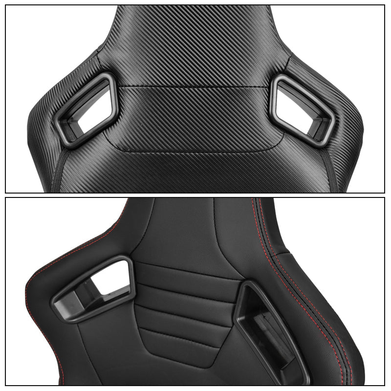 Universal Red Plaid Racing Seat Dual Slider Cam-lock Belt PU Carbon