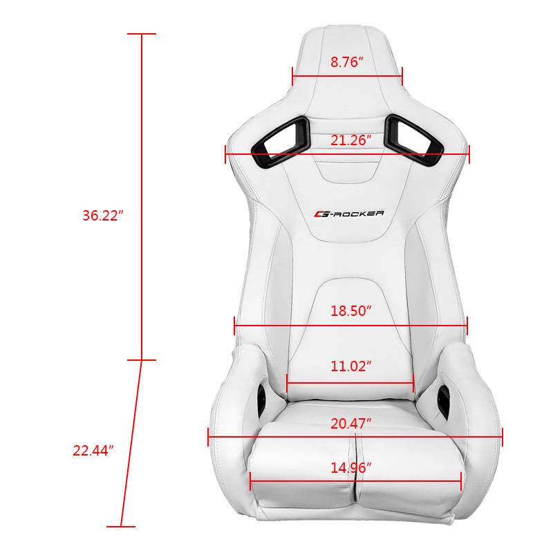 Universal White Bucket Racing Seat Dual Slider Buckle Style Belt PU