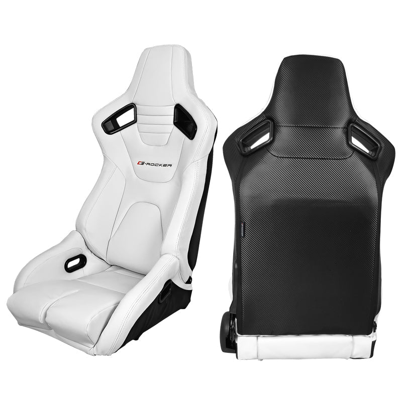 Universal White Bucket Racing Seat Dual Slider Buckle Belt Gray PU