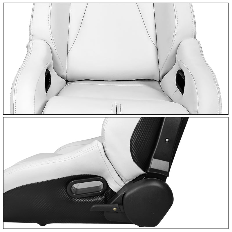 Universal White Bucket Racing Seat Dual Slider Buckle Belt Gray PU