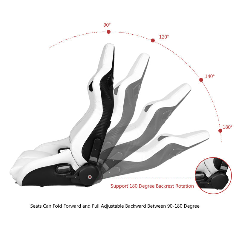 Universal White Bucket Racing Seat Dual Slider Buckle Belt Gray PU