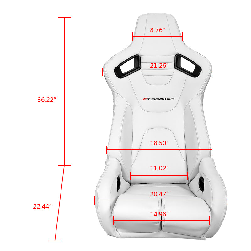 Universal White Bucket Racing Seat Dual Slider Buckle Belt Gray PU