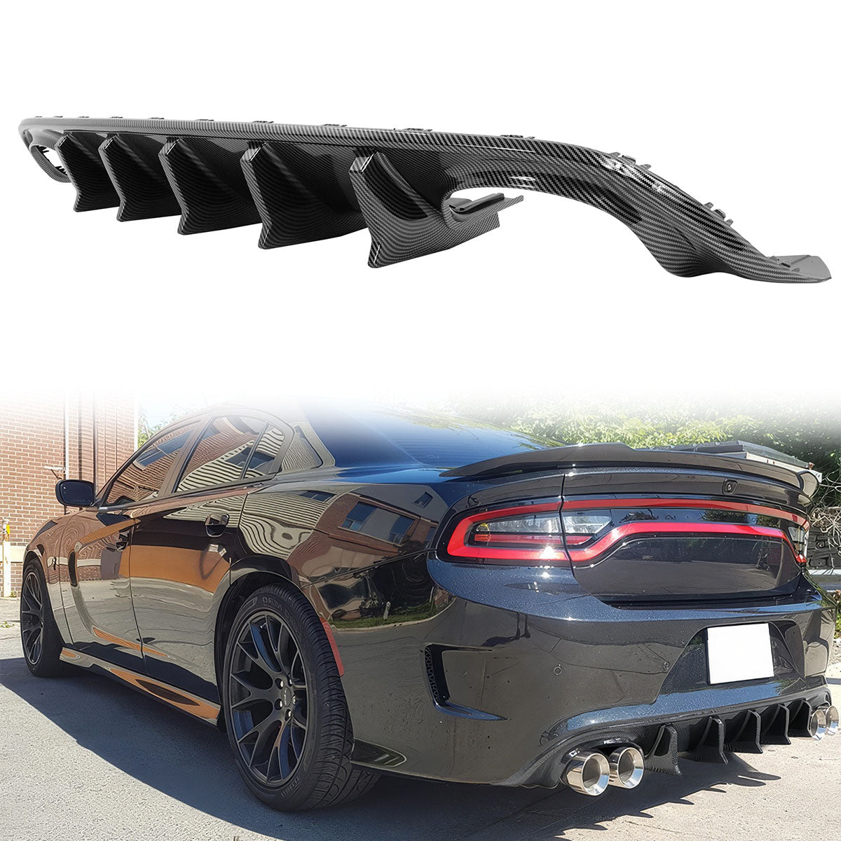 2015-2023 Dodge Charger Quad Exhaust Rear Bumper Diffuser 2PCS
