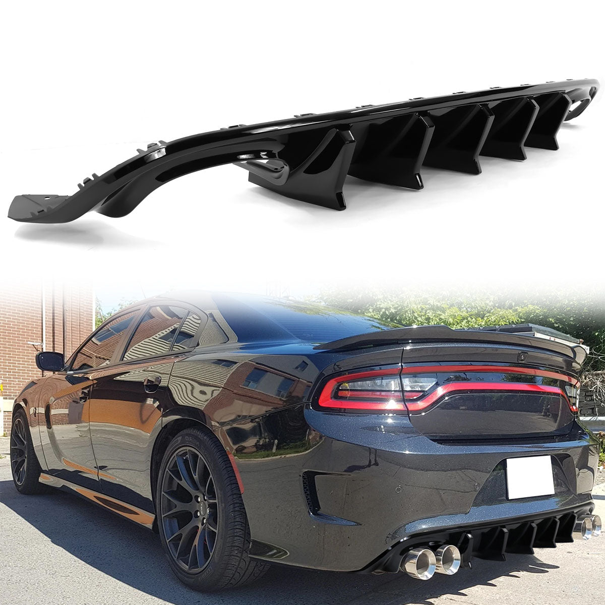 2015-2023 Dodge Charger Quad Exhaust Rear Bumper Diffuser 2PCS