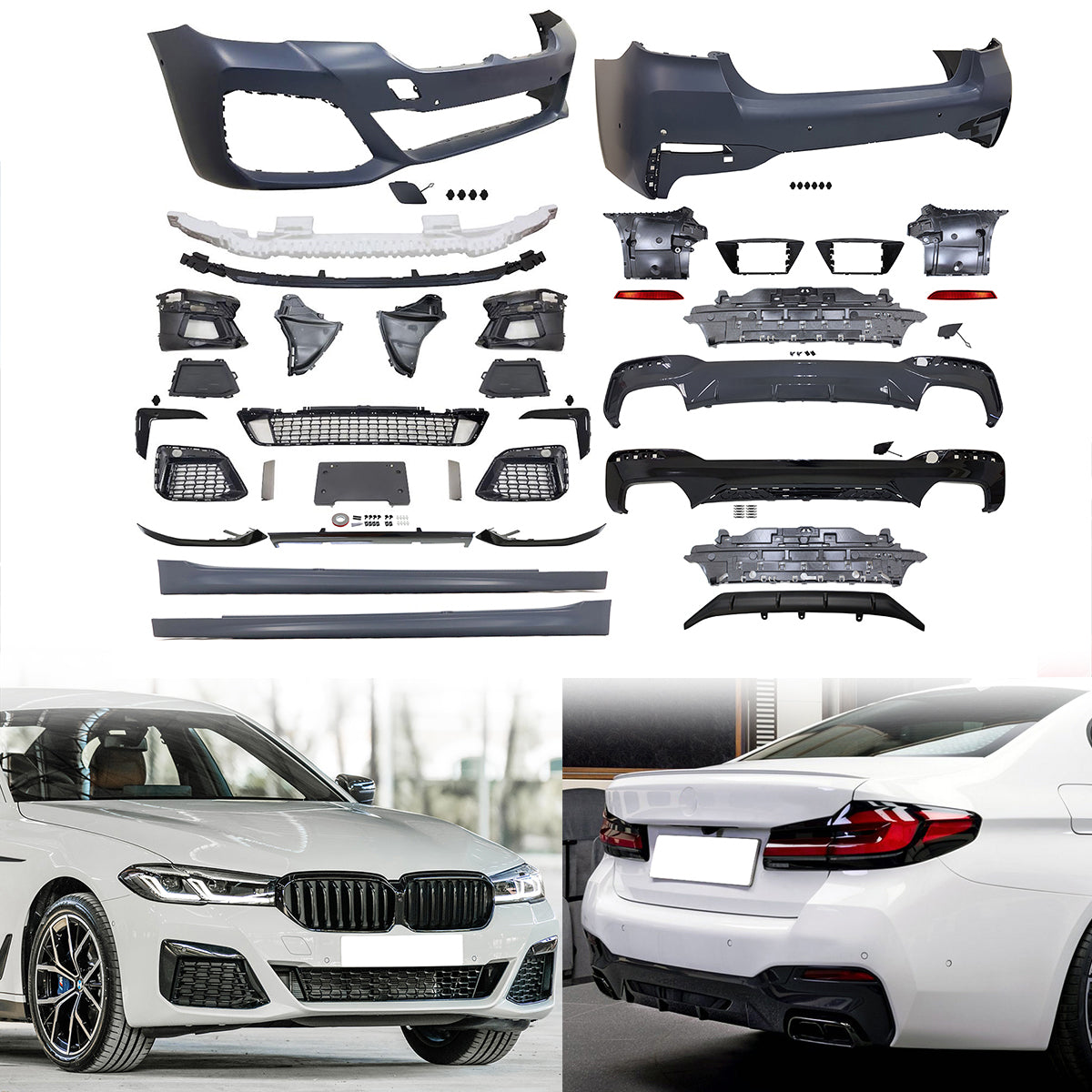 2021-2023 BMW G30 M Sport Front Rear Bumper Diffuser Lip Side Skirt