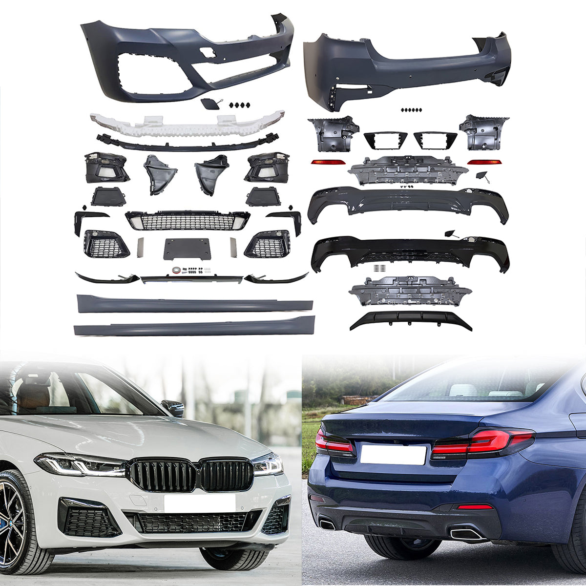 2021-2023 BMW G30 M Sport Front Rear Bumper Diffuser Lip Side Skirt