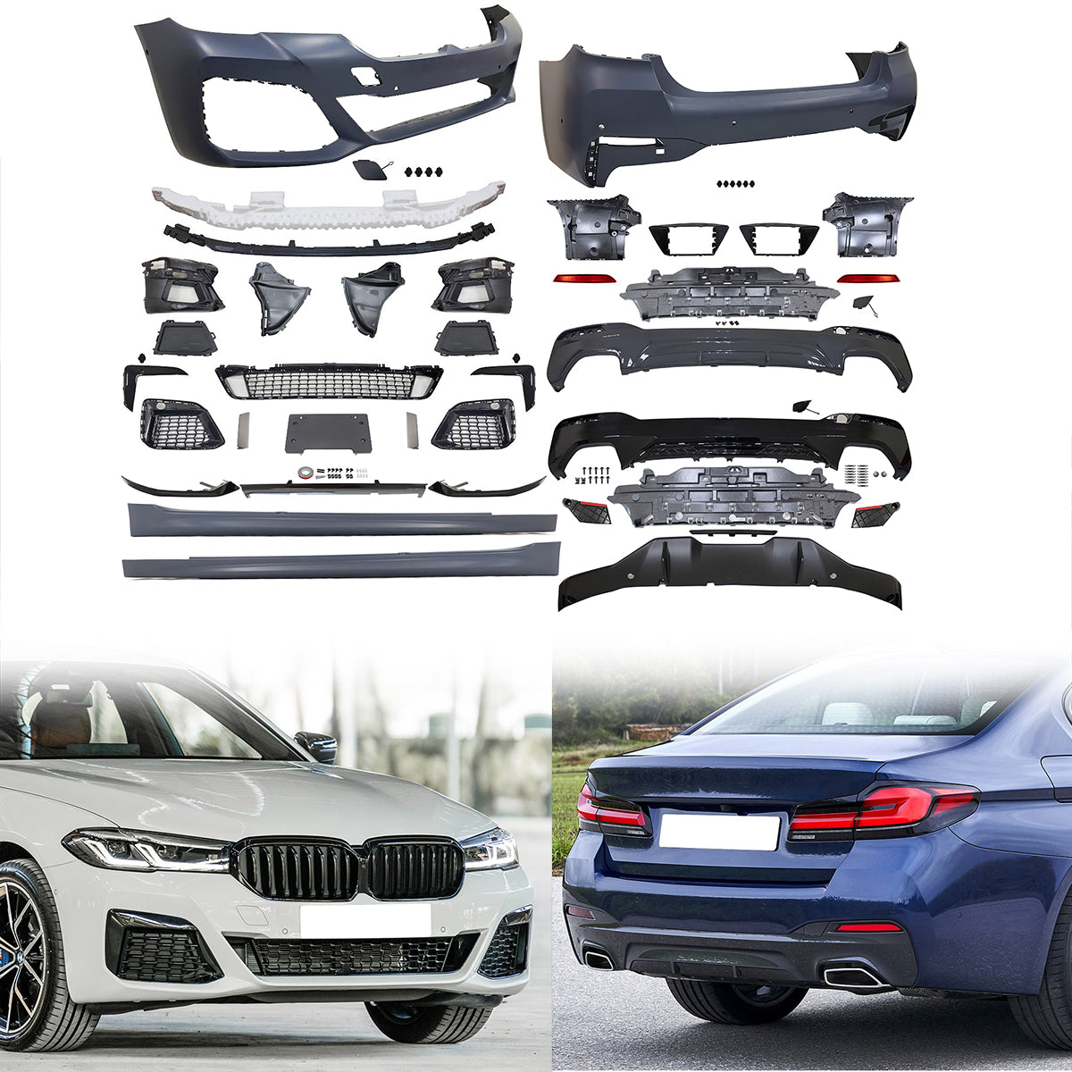 2021-2023 BMW G30 M Sport Front Rear Bumper Diffuser Lip Side Skirt