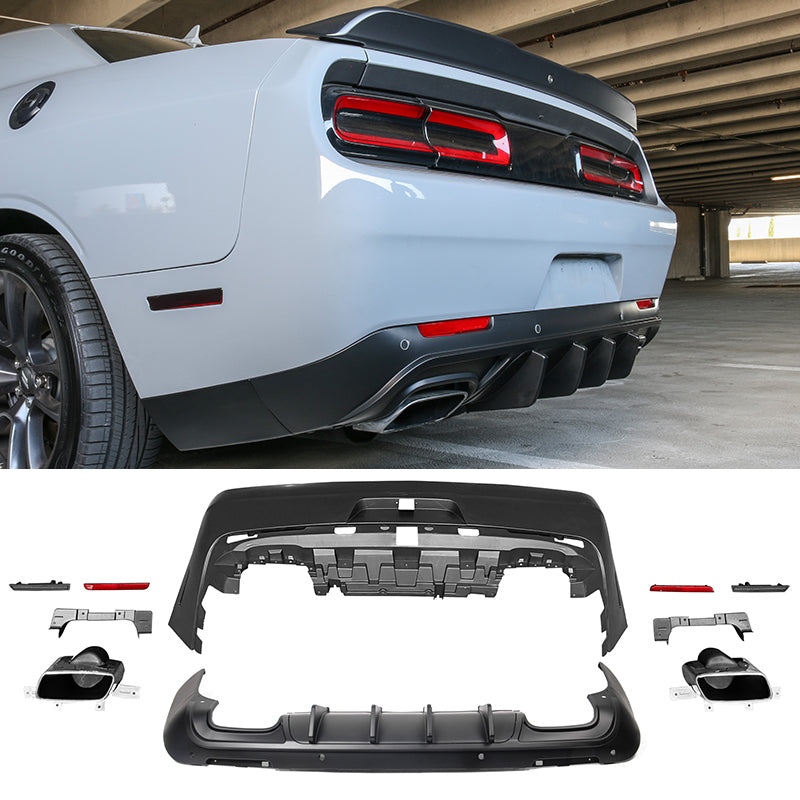 2008-2014 Dodge Challenger 2015+ SRT Hellcat Rear Bumper + V3 Diffuser
