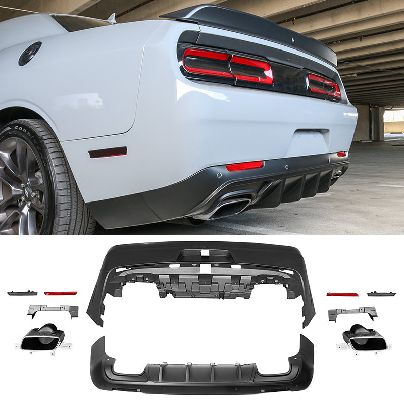 2008-2014 Dodge Challenger 2015+ SRT Hellcat Rear Bumper + V3 Diffuser