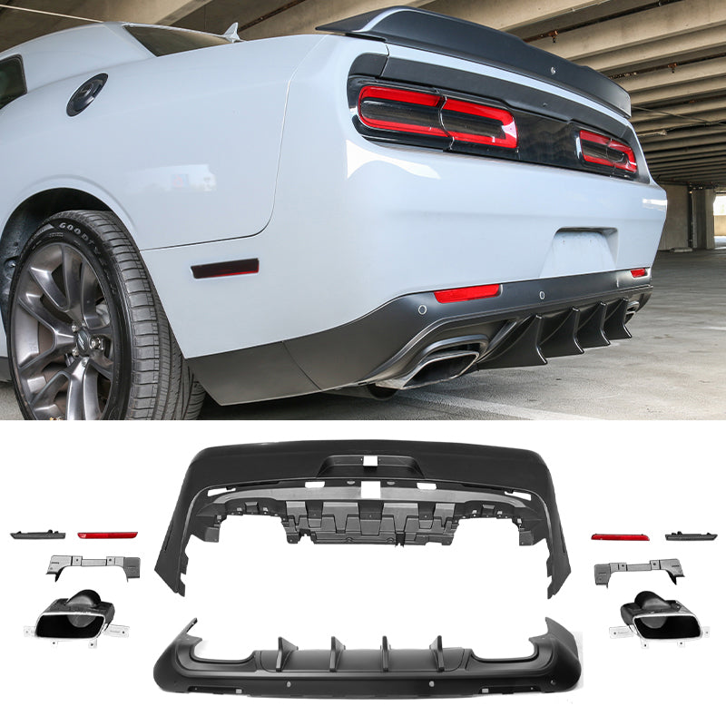 2008-2014 Dodge Challenger 2015+ SRT Hellcat Rear Bumper + V3 Diffuser