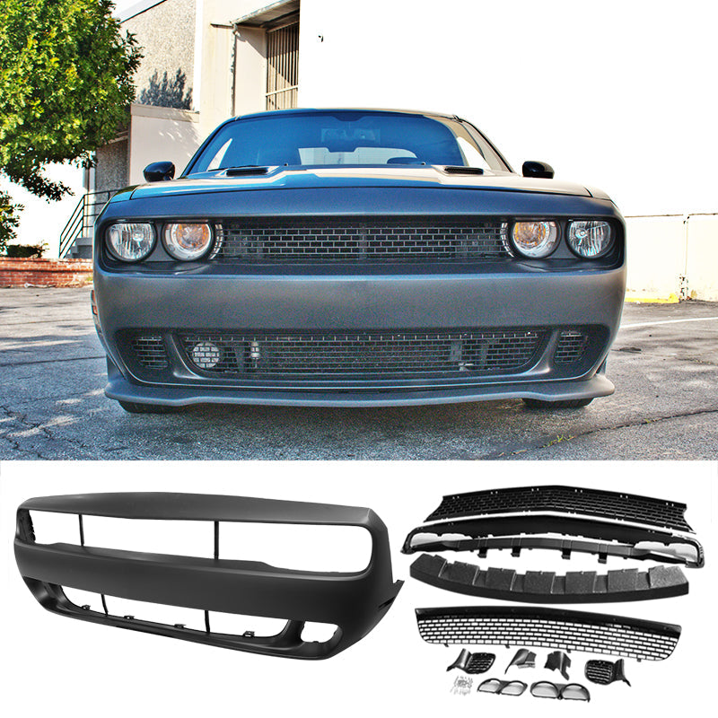2008-2014 Dodge Challenger Front + Rear Bumper Cover + Diffuser PP