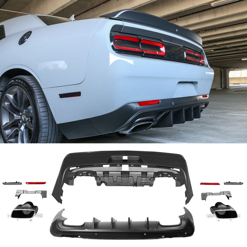 2008-2014 Dodge Challenger Front + Rear Bumper Cover + Diffuser PP