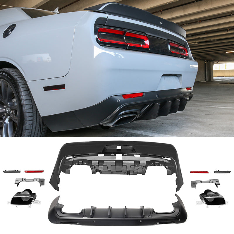 2008-2014 Dodge Challenger Front + Rear Bumper Cover + Diffuser PP