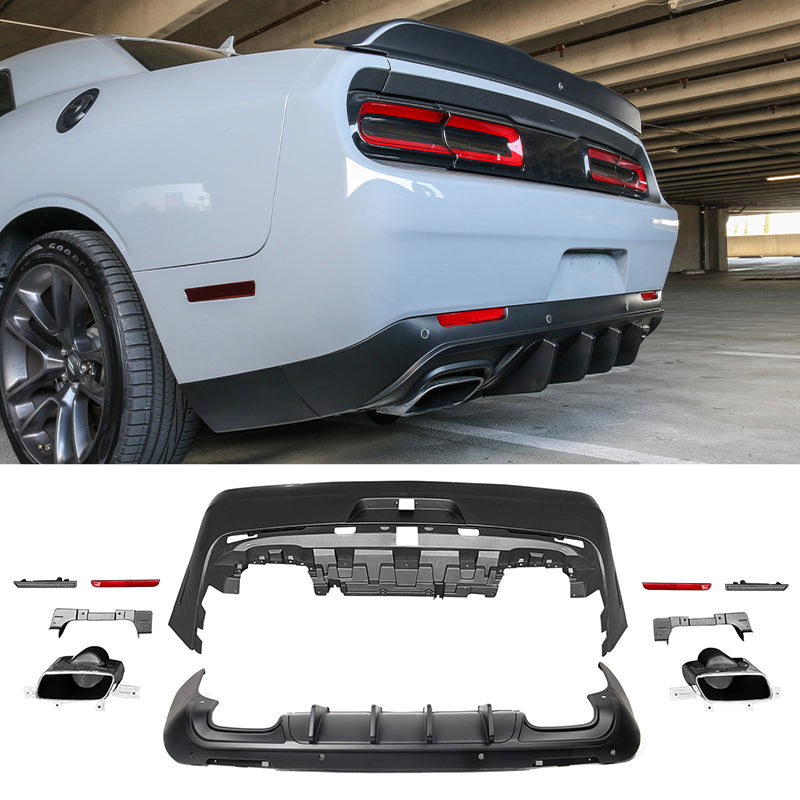 2008-2014 Dodge Challenger Front+Rear Bumper Cover+Lip+Diffuser PP