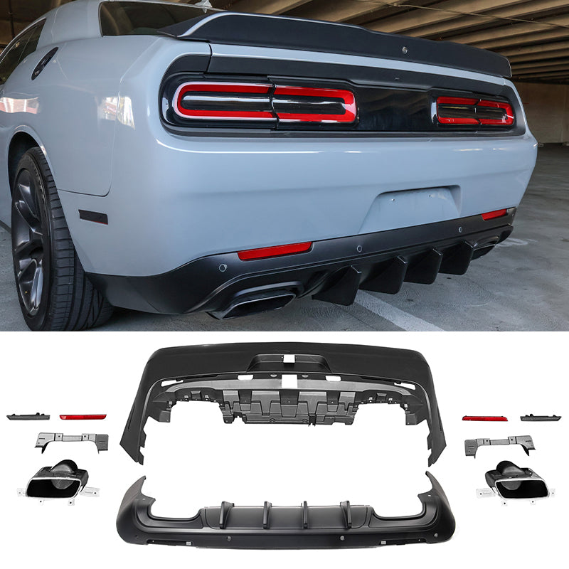 2008-2014 Challenger Front+Rear Bumper Cover+Fender Flares+V3 Diffuser