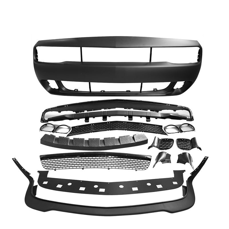 2008-2014 Dodge Challenger Front+Rear Bumper Cover+Lip+Diffuser PP