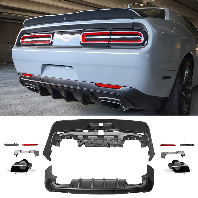 2008-2014 Challenger Front+Rear Bumper Cover+Fender Flares+V3 Diffuser