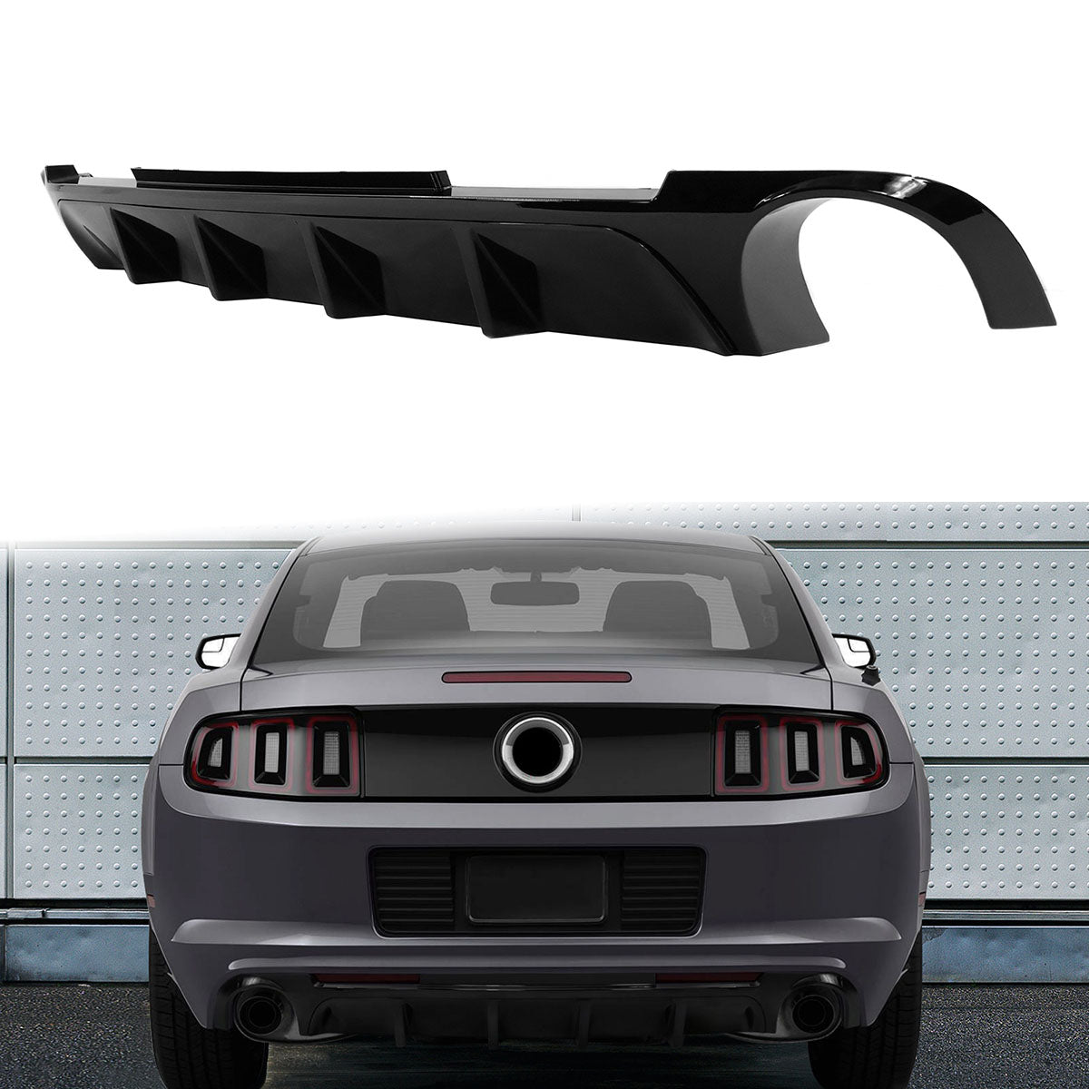 2013-2014 Ford Mustang V6 GT Carbon Fiber Print Rear Bumper Lip V2 PP