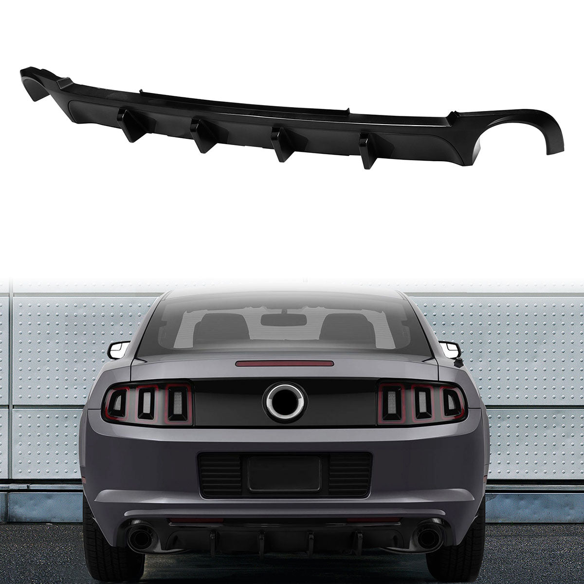 2013-2014 Ford Mustang V6 GT Carbon Fiber Print Rear Bumper Lip V2 PP