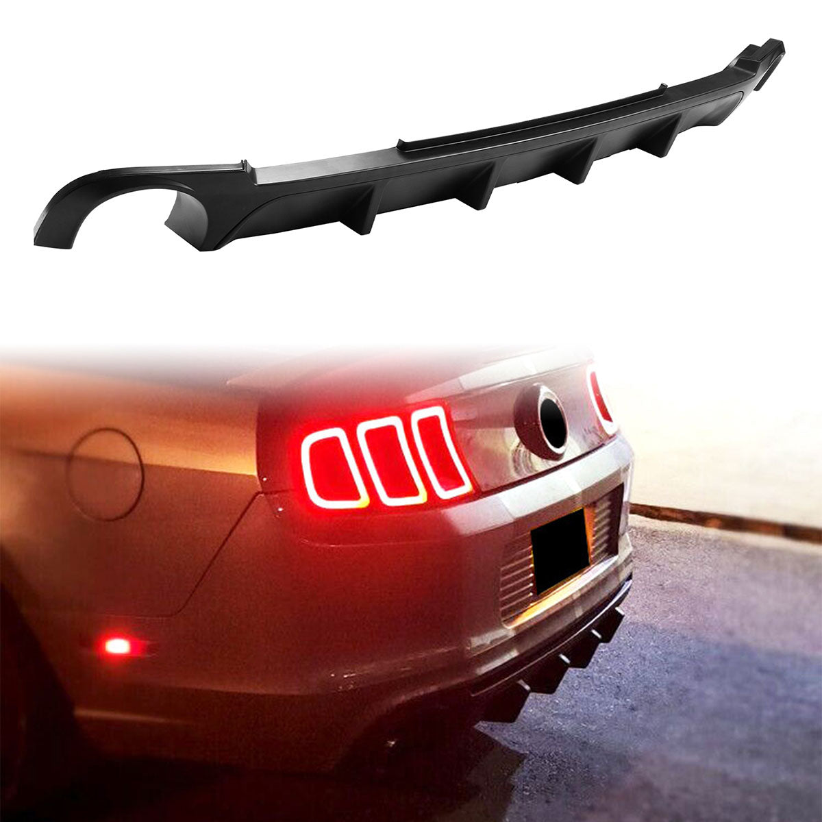 2013-2014 Ford Mustang V6 GT Carbon Fiber Print Rear Bumper Lip V2 PP