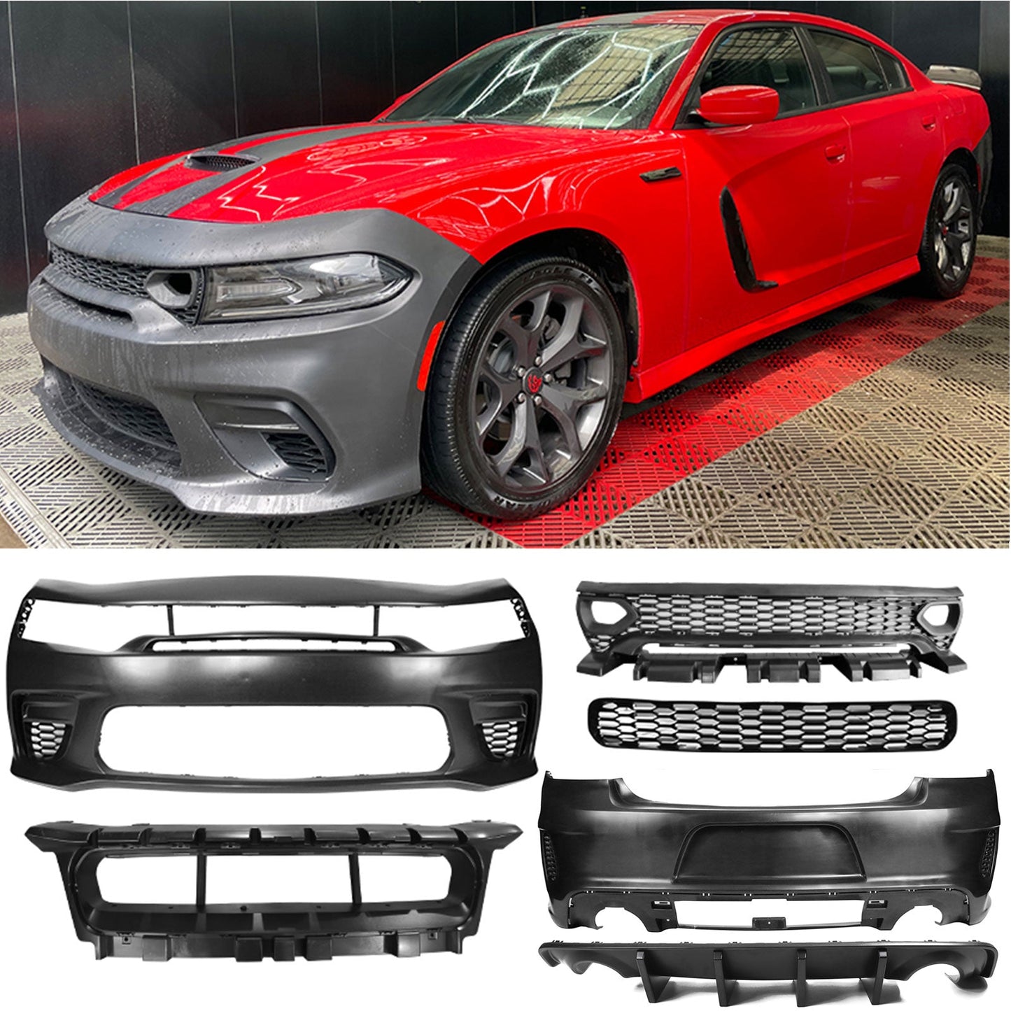 2015-2023 Dodge Charger Widebody SRT Unpainted Front Rear Bumper Kits