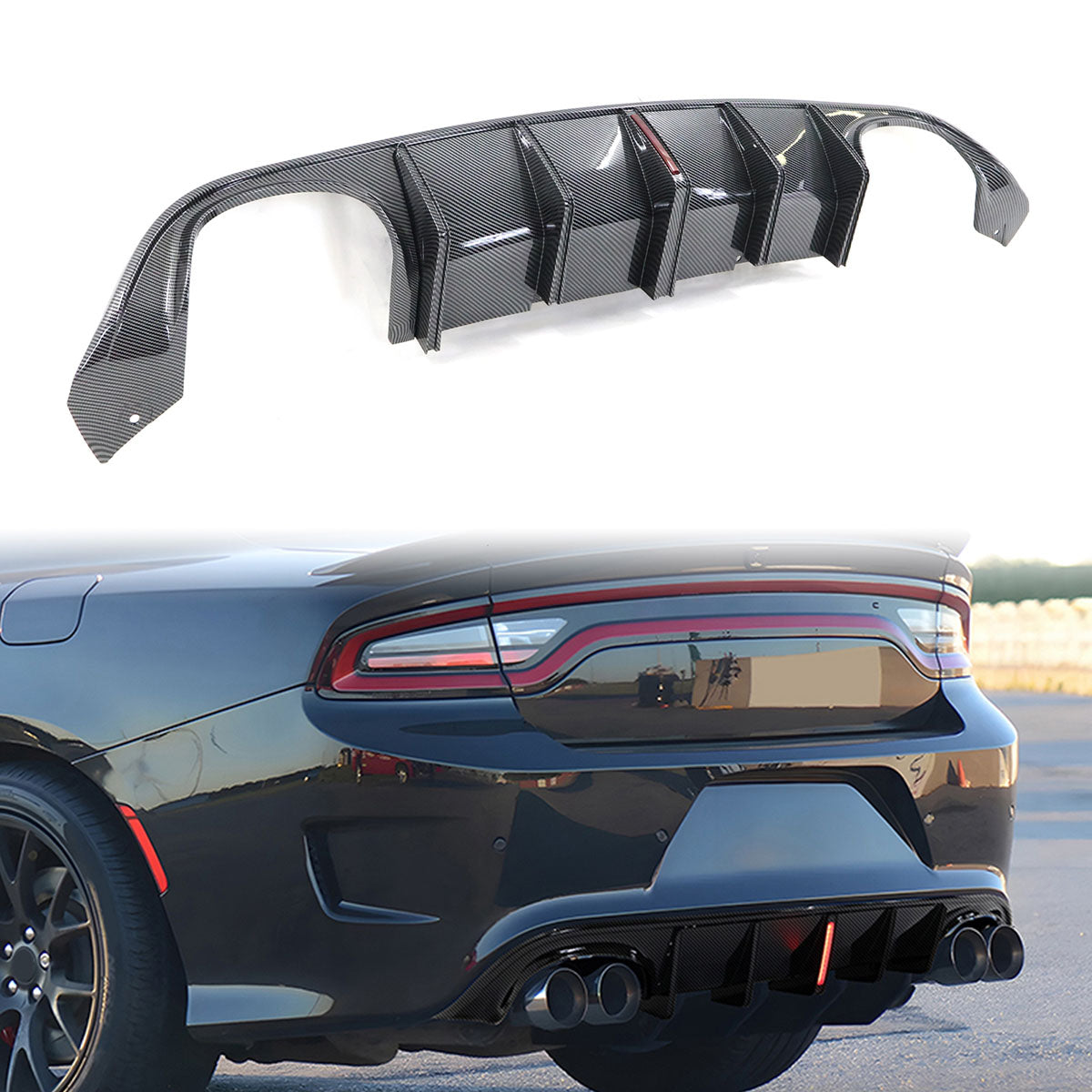 2015-2023 Dodge Charger Quad Exhaust Rear Bumper Diffuser 2PCS
