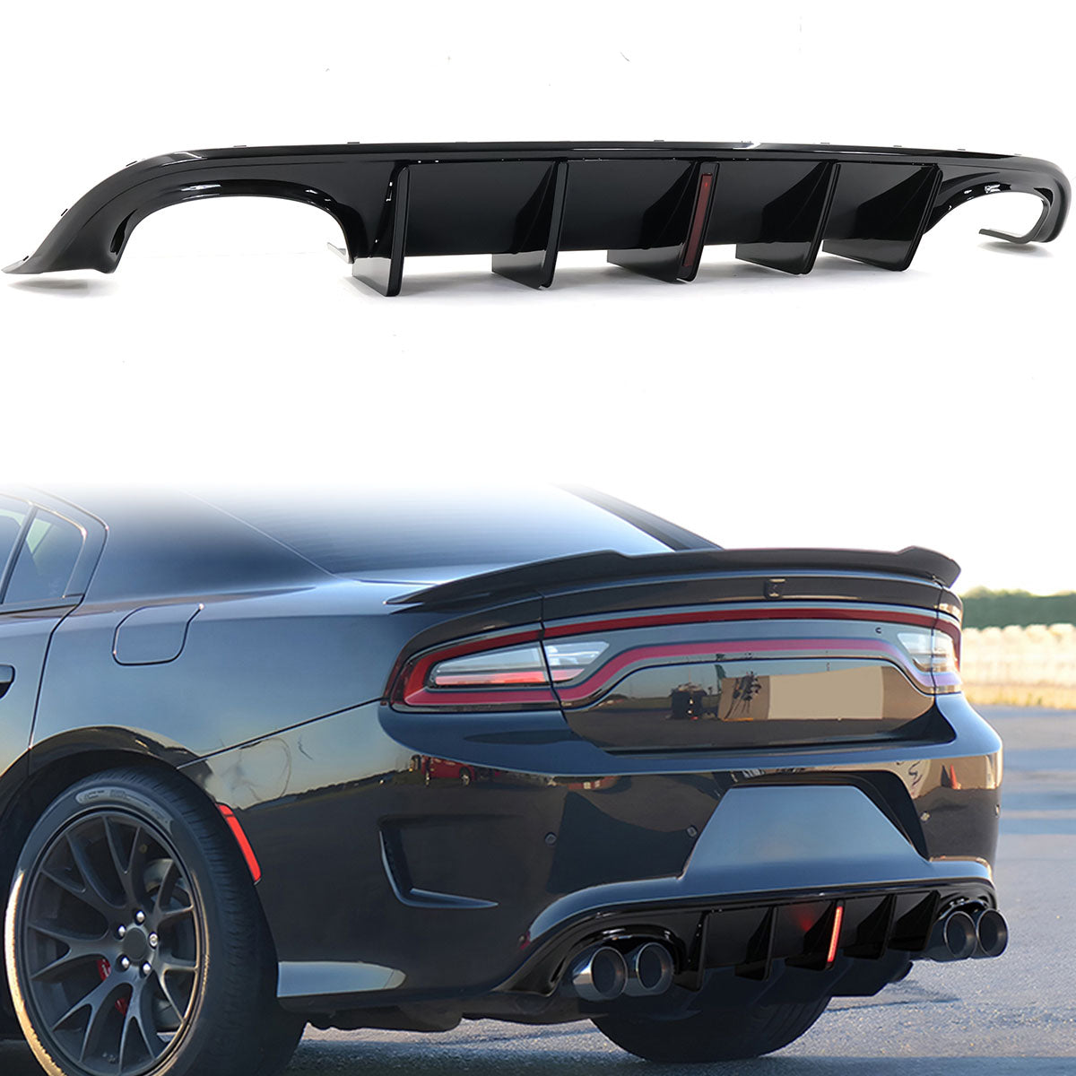 2015-2023 Dodge Charger Quad Exhaust Rear Bumper Diffuser 2PCS
