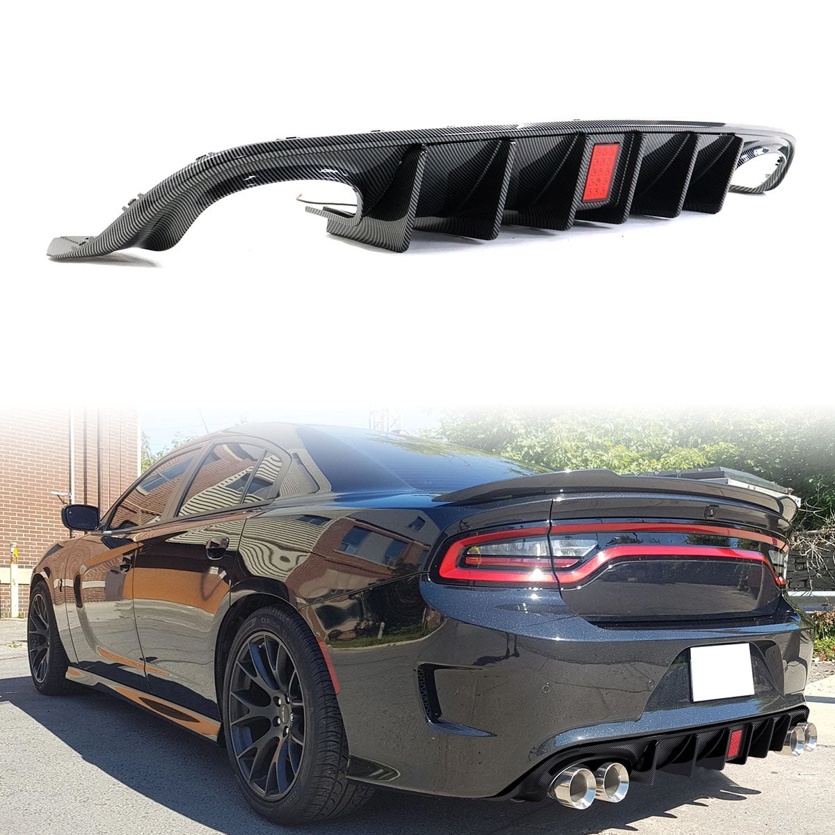 2015-2023 Dodge Charger Quad Exhaust Rear Bumper Diffuser 2PCS